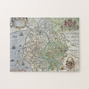 Karte von Westmorland und von Cumberland 1576 Puzzle