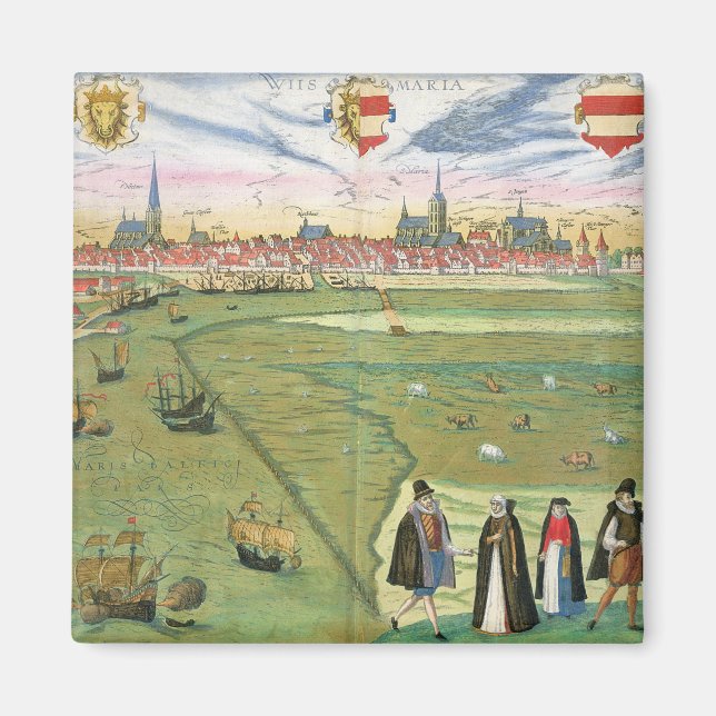 Karte von Wilnis, von "Civitates Orbis Terrarum" v Magnet (Vorne)