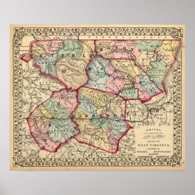 Karte von Winfield, West Virginia Poster (Vorne)