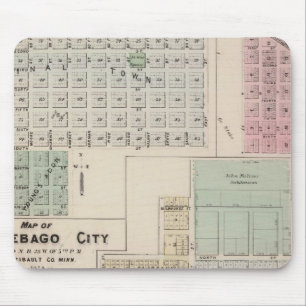 Karte von Winnebago City Map of Blue Earth, Minnes Mousepad