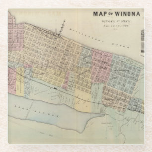 Karte von Winona, Minnesota Glasuntersetzer
