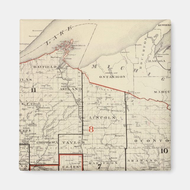 Karte von Wisconsin Magnet (Vorne)