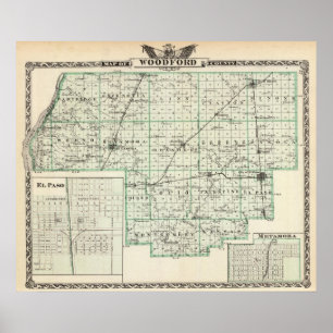 Karte von Woodford County, von El Paso und von Poster