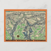 Karte von Yosemite Postkarte