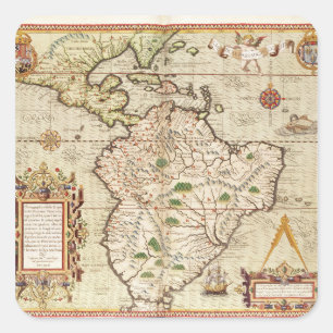 Karte von zentralem und von Südamerika Quadratischer Aufkleber