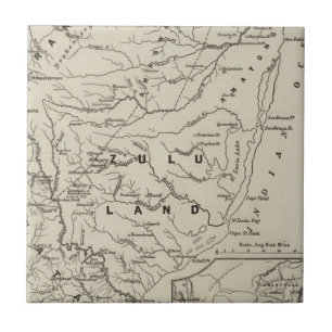 Karte von Zululand mit den anliegenden Grenzen Fliese