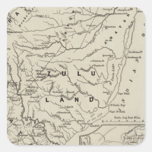 Karte von Zululand mit den anliegenden Grenzen Quadratischer Aufkleber