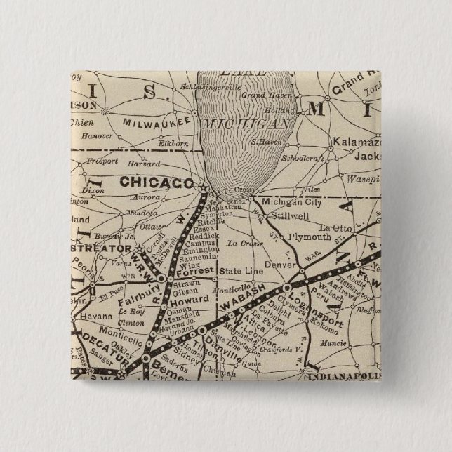 Karte Wabash Bahn Button (Vorderseite)