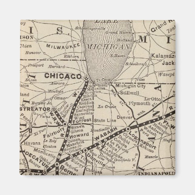 Karte Wabash Bahn Magnet (Vorne)