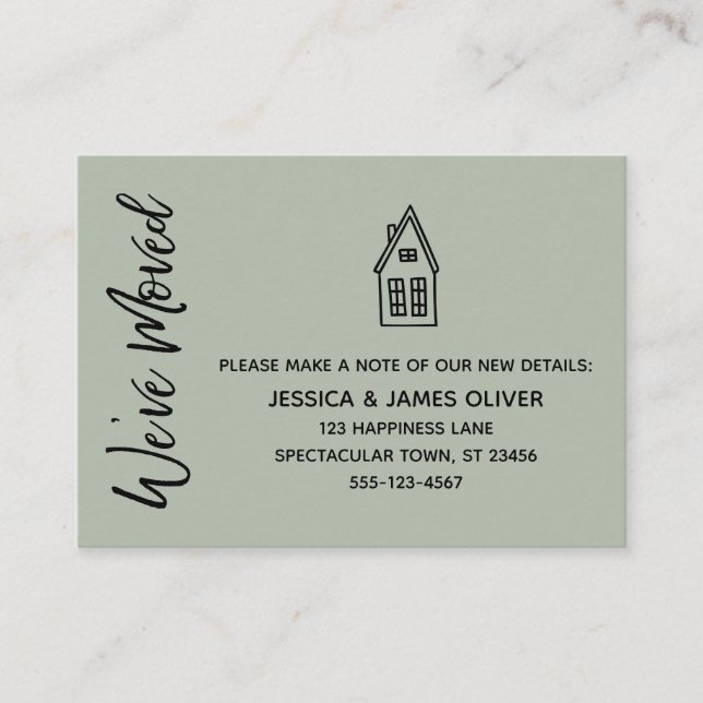 Karte "Wir haben uns bewegt" mit/ Kleines Haus Zei (Vorderseite)