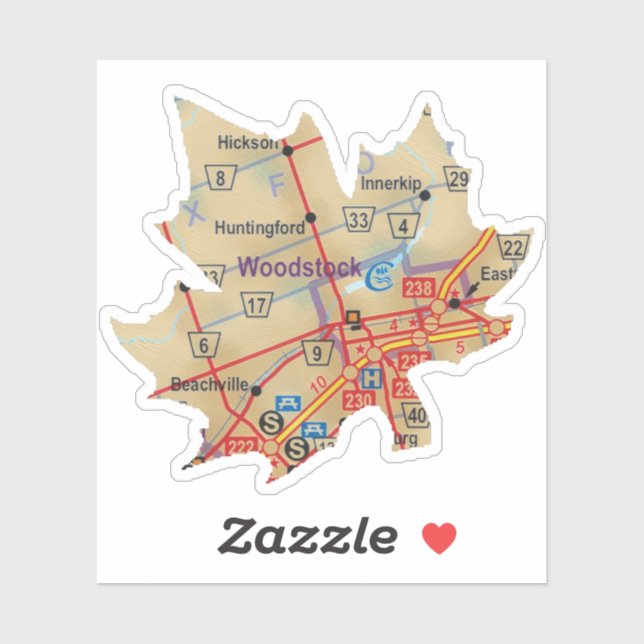 Karte Woodstock Ontario Aufkleber (Blatt)
