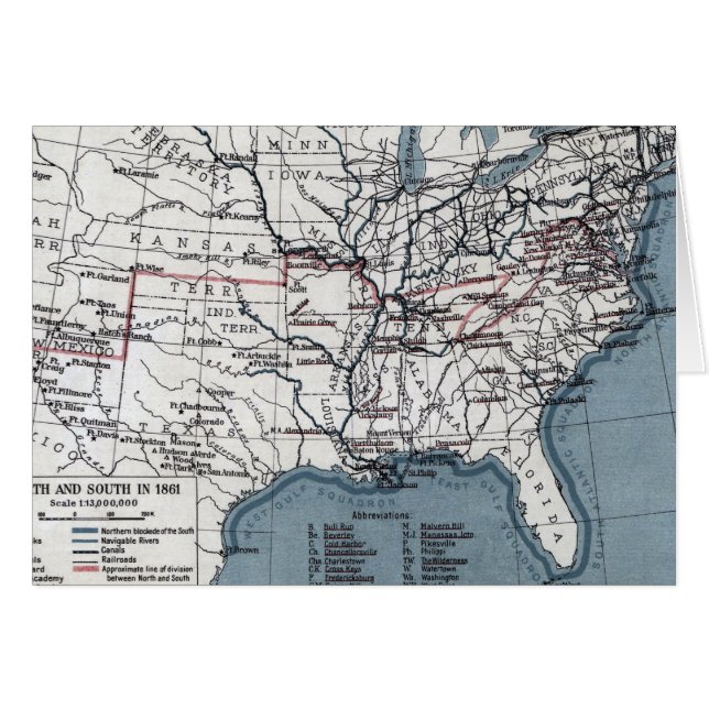 KARTE: ZIVILER KRIEG, 1861 (Vorderseite (Horizontal))