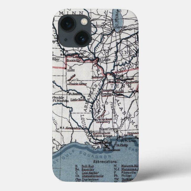KARTE: ZIVILER Krieg, 1861 Case-Mate iPhone Hülle (Rückseite)