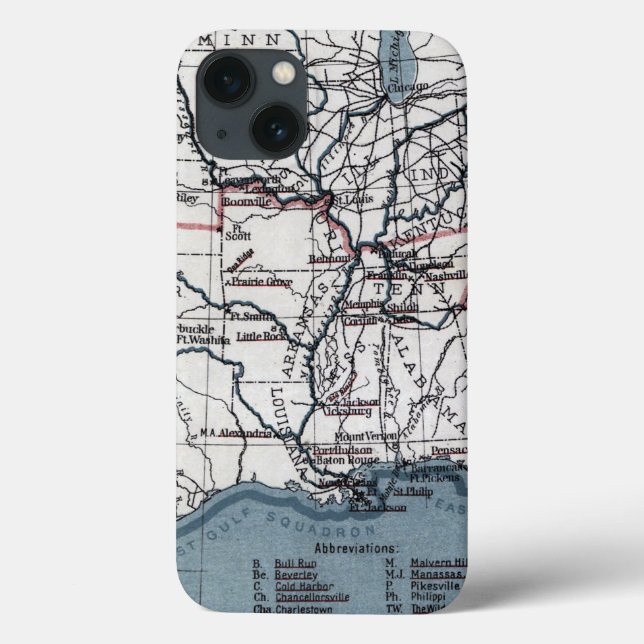 KARTE: ZIVILER Krieg, 1861 Case-Mate iPhone Hülle (Rückseite)