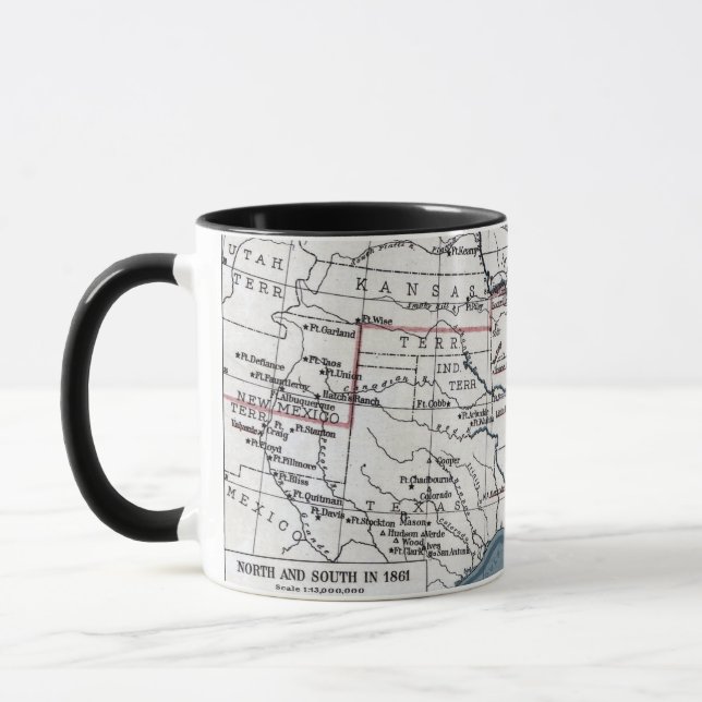 KARTE: ZIVILER KRIEG, 1861 TASSE (Links)