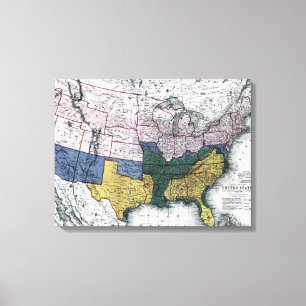 KARTE: ZIVILER Krieg, 1864 Leinwanddruck