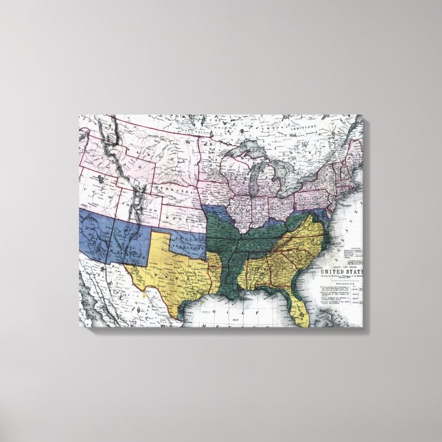 KARTE: ZIVILER Krieg, 1864 Leinwanddruck (Vorderseite)