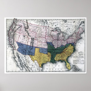 KARTE: ZIVILER Krieg, 1864 Poster