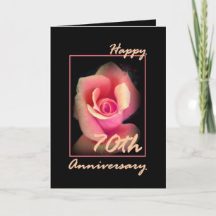 Karte zum 70. Hochzeitstag mit rosa Knospe
