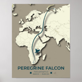 Karte zur Migration von Peregrine Falcon - Minimal Poster
