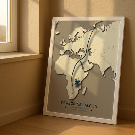 Karte zur Migration von Peregrine Falcon - Minimal Poster