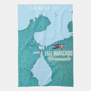Karte zur Navigation am Maracaibo-See, Venezuela. Geschirrtuch