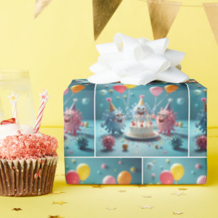 Karteikartenkeime feiern einen Geburtstag Geschenkpapier