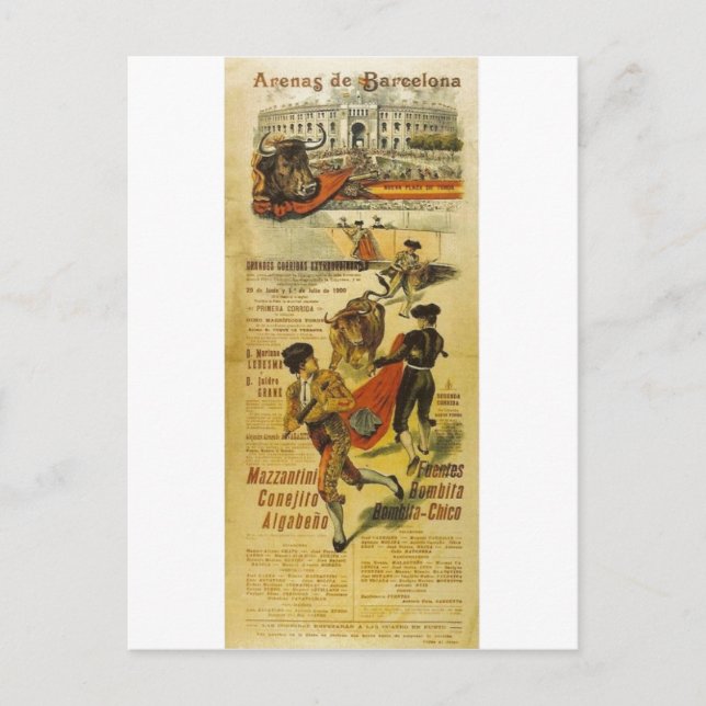 Kartel Toros Barcelona - Stierkampf Matador Postkarte (Vorderseite)