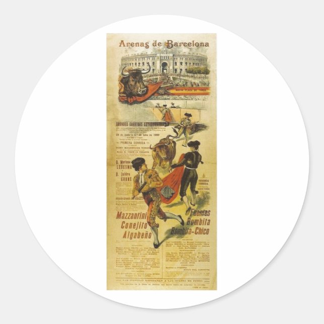 Kartel Toros Barcelona - Stierkampf Matador Runder Aufkleber (Vorderseite)