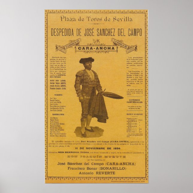 Kartelle für die Despedida del torero Bull Fighter Poster (Vorne)