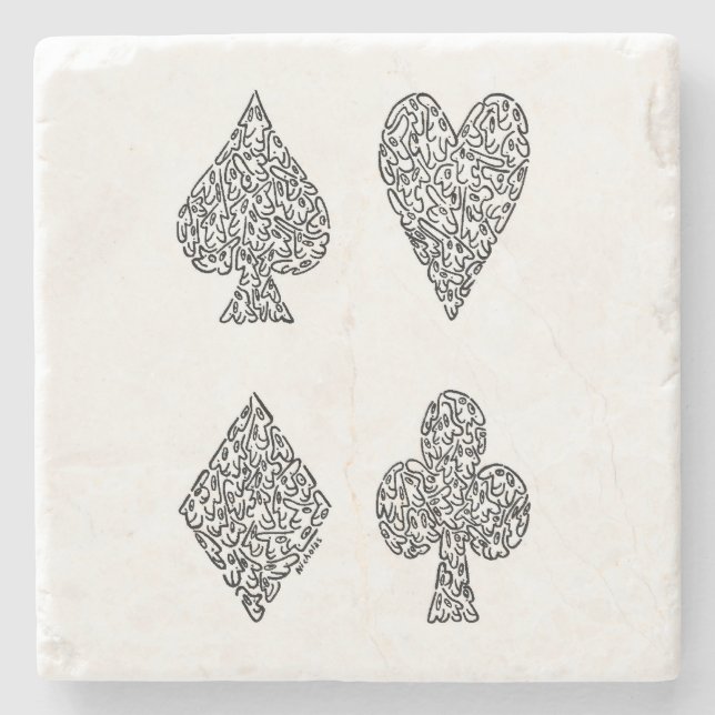 KARTEN-ANZÜGE IM SCHWARZEN STEINUNTERSETZER (Vorderseite)