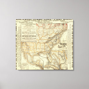 Karten-Atlantik-Küsten-Linie Leinwanddruck