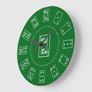 Karten auf Kelly Green Table spielen Große Wanduhr