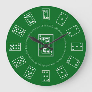 Karten auf Kelly Green Table spielen Große Wanduhr