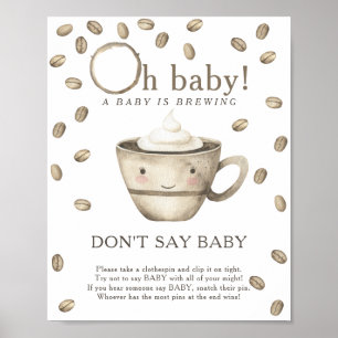 Karten-Café-Baby-Party - Nicht Baby sagen Poster