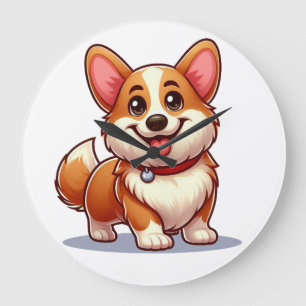 Karten-Corgi Große Wanduhr