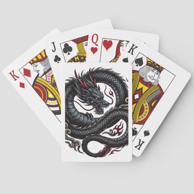 Karten Deck mit Drachen Design – Cooles Tattoo Spielkarten (Rückseite)