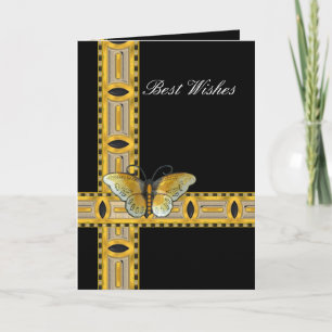 Karten-Deko Gold Schmetterling Beste Wünsche Gebur Karte