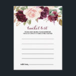 Karten der grünen Blush-Burgund-Bläschen-Liste<br><div class="desc">Diese Blumenkarten sind die perfekte Wahl für einen rustikalen Hochzeitsempfang oder ein Brautparty. Das Design ist elegant grün,  rot,  lila,  rot und bordeauxrot,  handgezeichnet Blume Bouquets,  inspirierend natürliche Schönheit. Das Schild der Schaufelliste wird separat verkauft.</div>