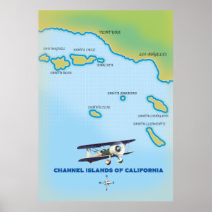 Karten der Kanalinseln von Kalifornien Poster