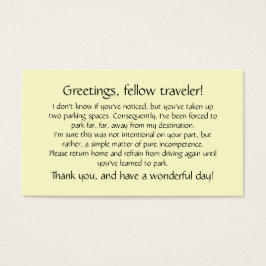 Karten, die auf den Windschutzscheiben anderer ver