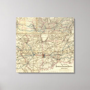Karten, die das Indiana zeigen Leinwanddruck