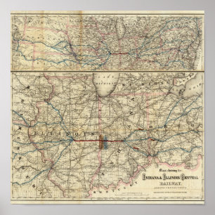 Karten, die das Indiana zeigen Poster