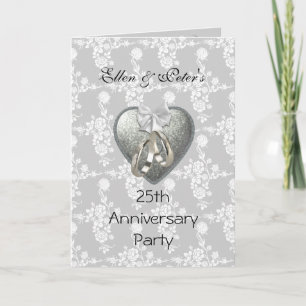 Karten-Einladung 25. Hochzeitstag-Party Silber Einladung