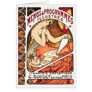 Karten-Einladung: Alphonse Mucha - Menüs