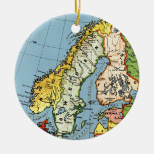 Karten-Entwurf Norwegens Schweden Dänemark Keramikornament