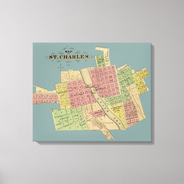 KARTEN-FUCHS-FLUSS KANE COUNTY St Charles ILLINOIS Leinwanddruck (Vorderseite)