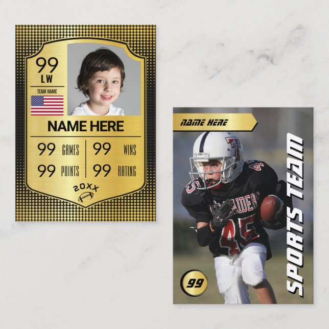 Karten für den Gold Shield Football Trading Card (Vorne/Hinten)