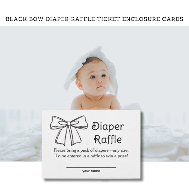 Karten für die Eintrittskartenverkleidung für das  (Black Bow Diaper Raffle Ticket Baby Shower Enclosure Cards)