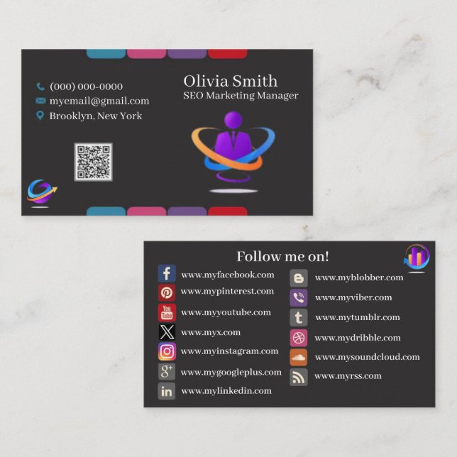 Karten für Social Media Business Cards 5 Pack mit  (Vorne/Hinten)